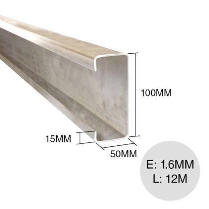 Perfil C Galvanizado 100x50x15x1,6mm 12m